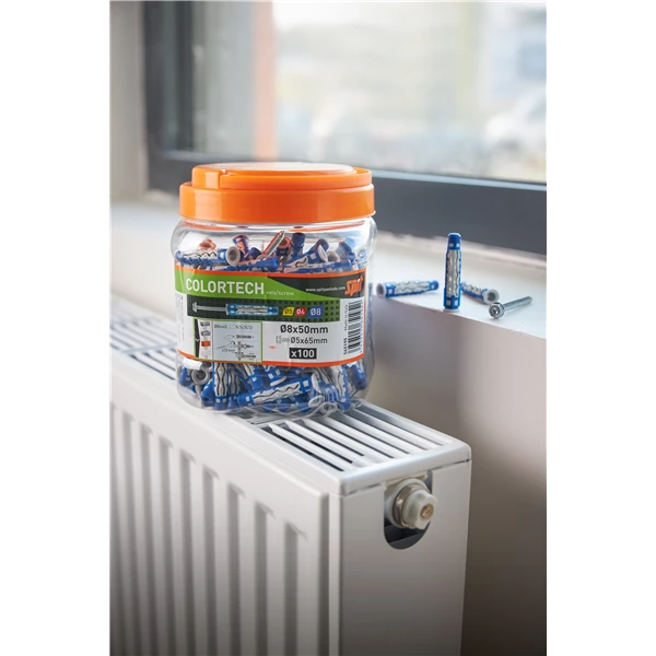 SPIT Paslode Cheville Plastique Cheville Bi-matière Universelle Avec Vis Tête Hexagonale - Colortech - 8 X 50 Mm - 100 Pièces 5 SPIT Paslode Cheville Plastique Cheville Bi-matière Universelle Avec Vis Tête Hexagonale - Colortech - 8 X 50 Mm - 100 Pièces – Image 5