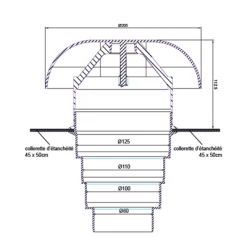 Sortie De Toiture Chapeau De Ventilation 80 à 125 Mm MEP En PVC Avec Moustiquaire CVC125AN Couleur Ardoise -Pas Cher Fixation Magasin chapeau de ventilation multi diametre mep en pvc avec moustiquaire mesures