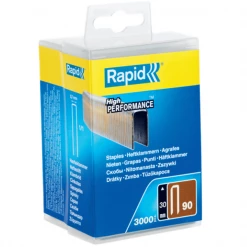 Agrafe Pour Cloueur Pneumatique Agrafe étroite N°90 Rapid - Acier Galvanisé - 30 Mm - Boîte De 3000