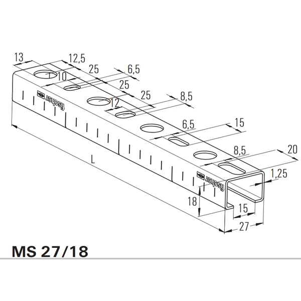 Rail Console Et Accessoire Rail MS SaMontec Largeur 27mm Hauteur 18mm Long.2m : Erico 599996 1 Rail Console Et Accessoire Rail MS SaMontec Largeur 27mm Hauteur 18mm Long.2m : Erico 599996