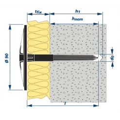 Cheville Pour Isolant Cheville INCO II Large Pour Isolant Souple 8x130mm Etanco 358 404