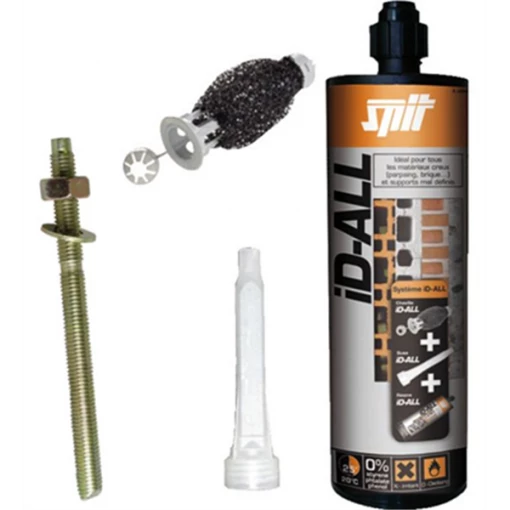 SPIT Paslode Scellement Chimique Kit M8 ID ALL 8 Chevilles + 1 Cartouche 280 Ml + 2 Buses + 8 Tiges Filetées M8 -Pas Cher Fixation Magasin p168489
