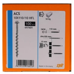 SPIT Paslode Vis Béton Vis à Béton Cellulaire à Tête Hexagonale Spit ACS HFL - 4 X 110 Mm