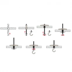 Chevilles Et Fixations Pour Corps Creux Cheville à Bascule Avec Crochet KDH Fischer - Pour Corps Creux - M6 X 100 Mm - Boîte De 6 43446 -Pas Cher Fixation Magasin p253768 pic3