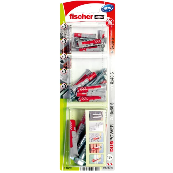 Cheville Plastique Cheville DUO POWER Pour Tous Types De Matériaux Avec Vis - Diamètres 6 - 8 Et 10 Mm - Blister De 18 Fischer 536249 6 Cheville Plastique Cheville DUO POWER Pour Tous Types De Matériaux Avec Vis - Diamètres 6 - 8 Et 10 Mm - Blister De 18 Fischer 536249 – Image 6