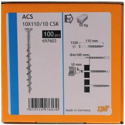 SPIT Paslode Vis Béton Vis à Béton Cellulaire Avec Tête Fraisée Spit ACS CSK - 4 X 110 Mm