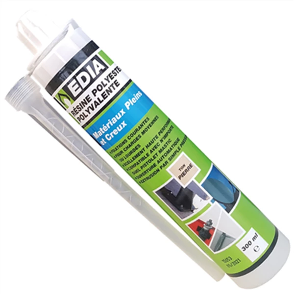 Scellement Chimique Résine Polyester Edia 2 Canules + Attache Broche Cartouche De 300 Ml 3 Scellement Chimique Résine Polyester Edia 2 Canules + Attache Broche Cartouche De 300 Ml – Image 3